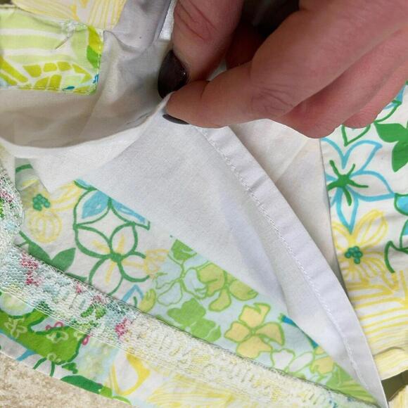 Lilly Pulitzer Girls Size 4 Cotton Floral Print Patchwork Shift Dress Yellow - Picture 10 of 13